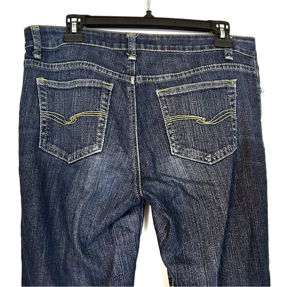 Y2K Baccini Sparkly Glitter Flare Blue Jeans Bell Bottom Denim Gold Size 8 2000s - Picture 5 of 11